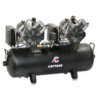 Cattani 100-320 - безмасляный компрессор для 5-ти стоматологических установок, 2 мотора по 2 цилиндра, с 2 осушителями, без кожуха, с ресивером 100 л, 320 л/мин